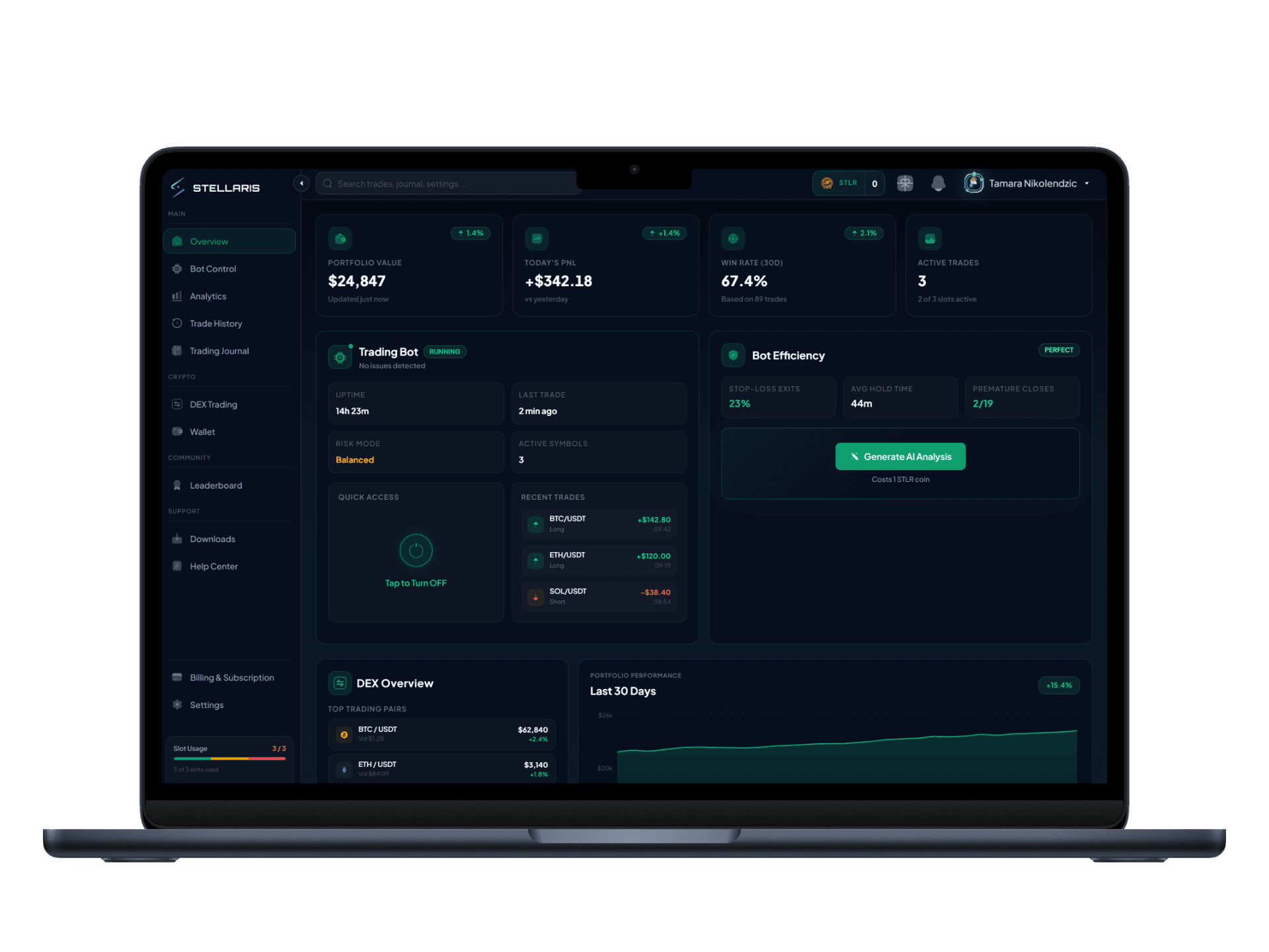 Stellaris web platform dashboard